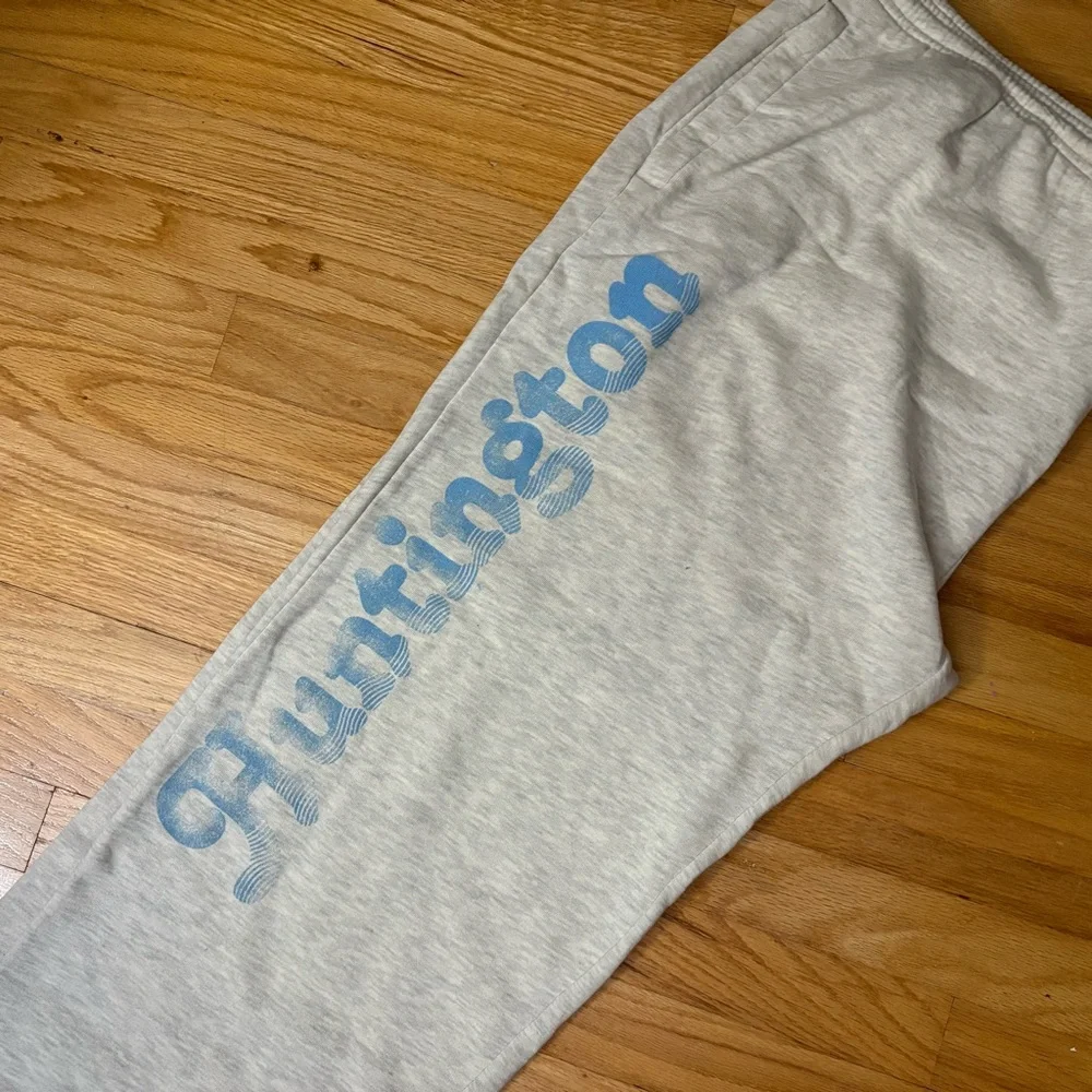 Old Navy Joggers with Blue Number and Huntington on leg. Drawstring, pockets - Picture 2 of 2